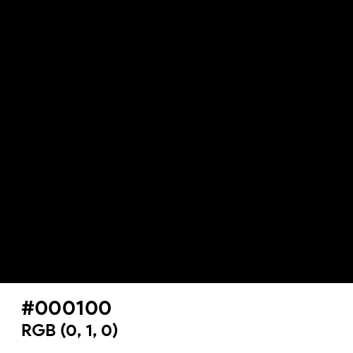 Black (Hex code: 000100) Thumbnail