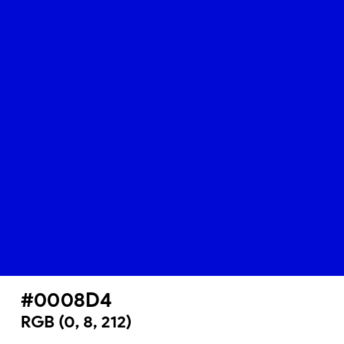 Medium Blue (Hex code: 0008D4) Thumbnail