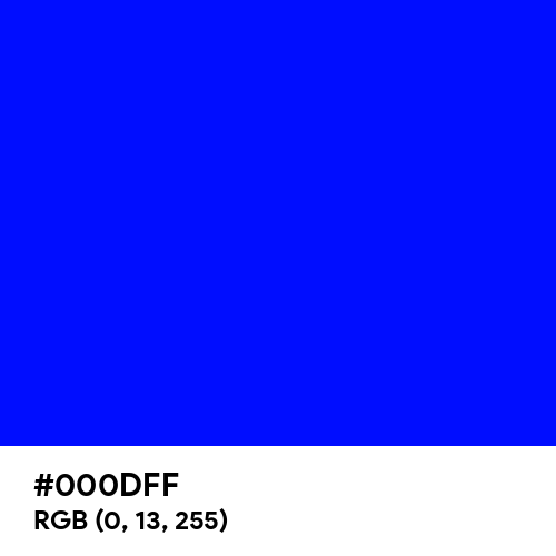 Blue (Hex code: 000DFF) Thumbnail