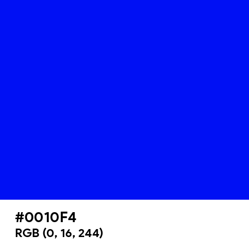 Blue (Hex code: 0010F4) Thumbnail
