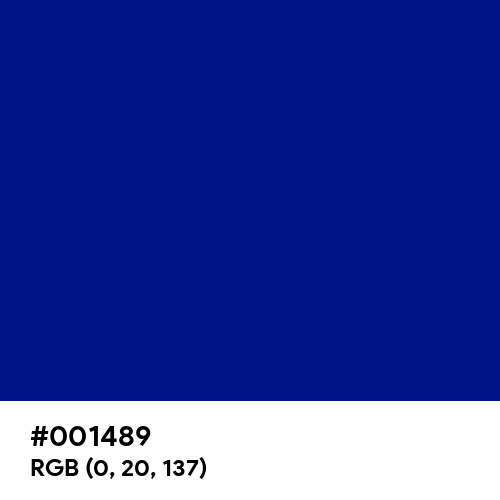 Reflex Blue (Pantone) (Hex code: 001489) Thumbnail
