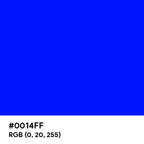 Blue (Hex code: 0014FF) Thumbnail