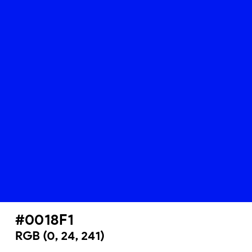 Blue (Hex code: 0018F1) Thumbnail