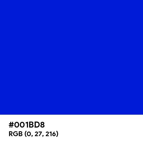 Medium Blue (Hex code: 001BD8) Thumbnail