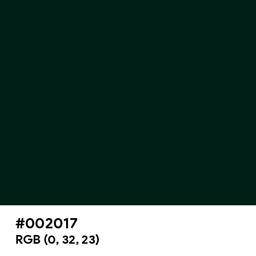 Dark Green (Hex code: 002017) Thumbnail