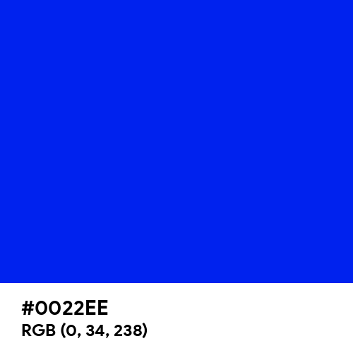 Vibrant Blue (Hex code: 0022EE) Thumbnail