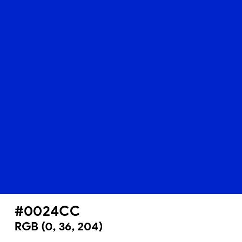 Medium Blue (Hex code: 0024CC) Thumbnail