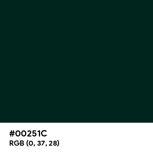 Dark Green (Hex code: 00251C) Thumbnail