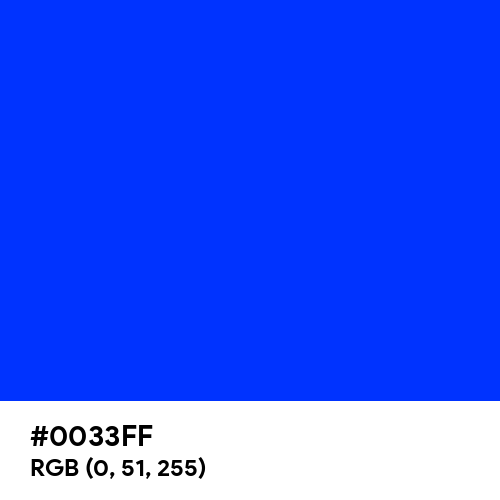 Blue (RYB) (Hex code: 0033FF) Thumbnail