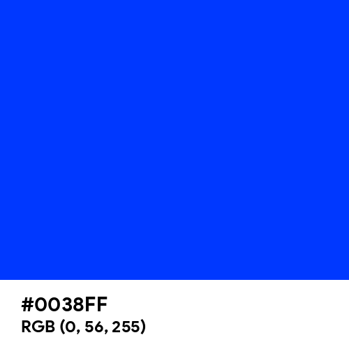Blue (RYB) (Hex code: 0038FF) Thumbnail