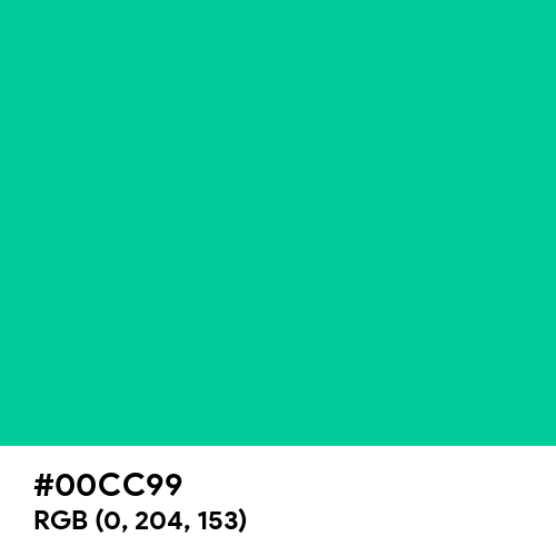 Caribbean Green (Crayola) (Hex code: 00CC99) Thumbnail