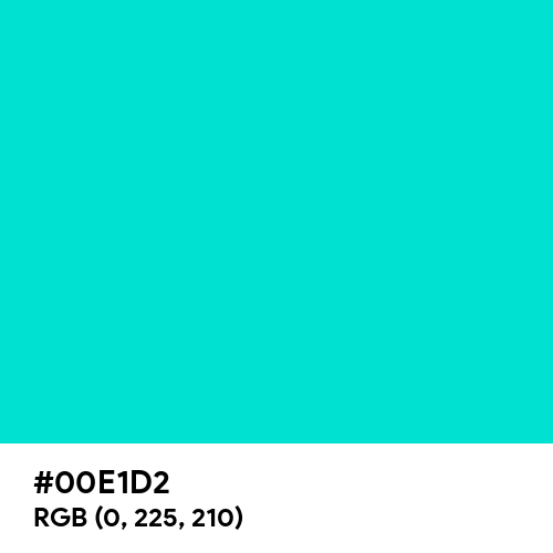 Bright Turquoise (Hex code: 00E1D2) Thumbnail