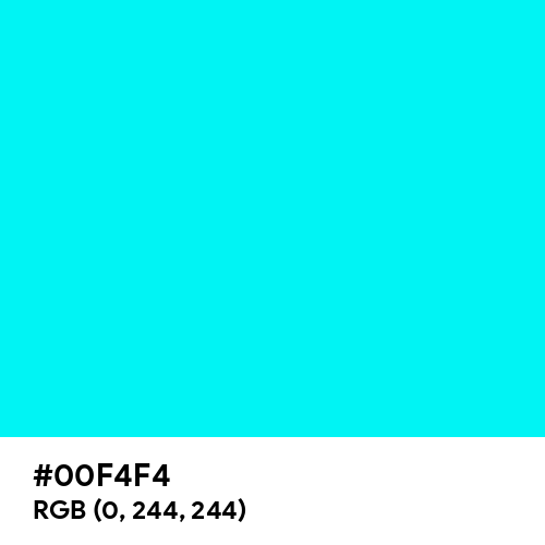 Turquoise Blue (Hex code: 00F4F4) Thumbnail
