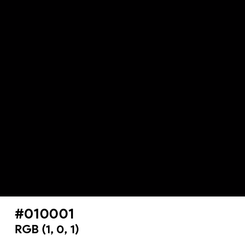 Black (Hex code: 010001) Thumbnail