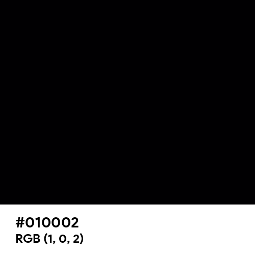Black (Hex code: 010002) Thumbnail