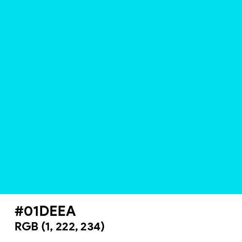 Bright Turquoise (Hex code: 01DEEA) Thumbnail