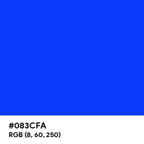 Blue (RYB) (Hex code: 083CFA) Thumbnail