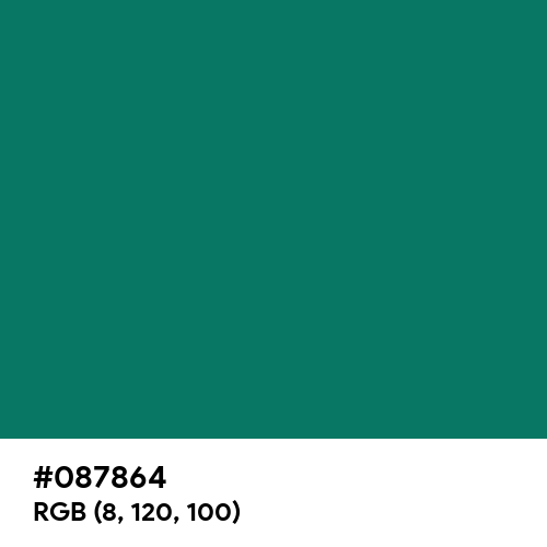 Deep Green-Cyan Turquoise (Hex code: 087864) Thumbnail