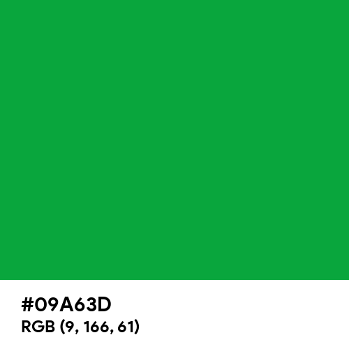 Simple Green (Hex code: 09A63D) Thumbnail