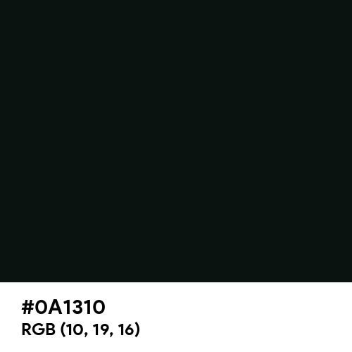 Chinese Black (Hex code: 0A1310) Thumbnail