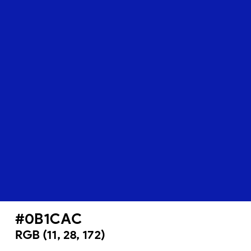 Blue (Pantone) (Hex code: 0B1CAC) Thumbnail