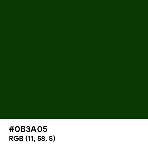 Dark Green (Hex code: 0B3A05) Thumbnail