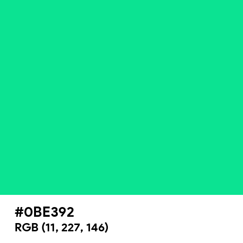 Caribbean Green (Hex code: 0BE392) Thumbnail