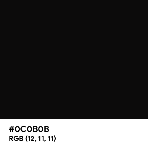Solid Black (Hex code: 0C0B0B) Thumbnail