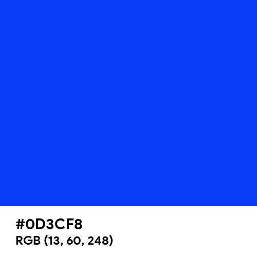 Blue (RYB) (Hex code: 0D3CF8) Thumbnail