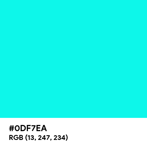Fluorescent Blue (Hex code: 0DF7EA) Thumbnail
