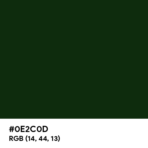 Dark Green (Hex code: 0E2C0D) Thumbnail