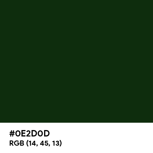 Dark Green (Hex code: 0E2D0D) Thumbnail