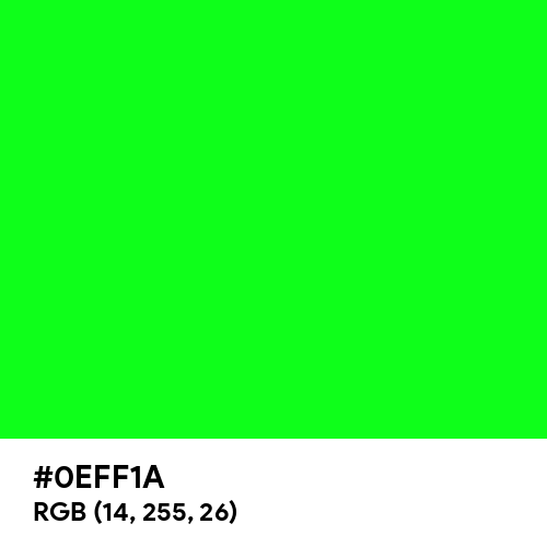 Electric Green (Hex code: 0EFF1A) Thumbnail