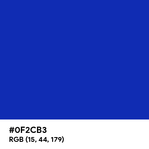 Peacock Blue color hex code is #0F2CB3
