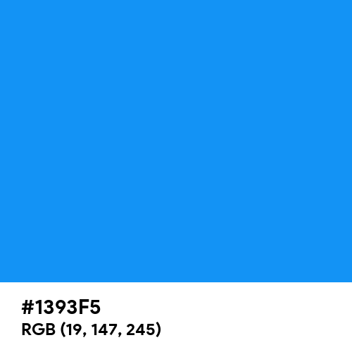 Dodger Blue (Hex code: 1393F5) Thumbnail