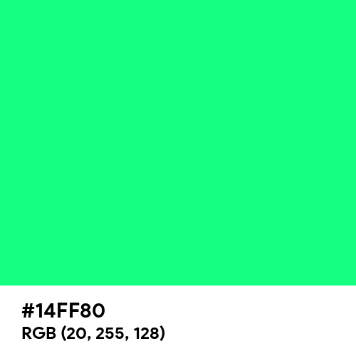 Guppie Green (Hex code: 14FF80) Thumbnail