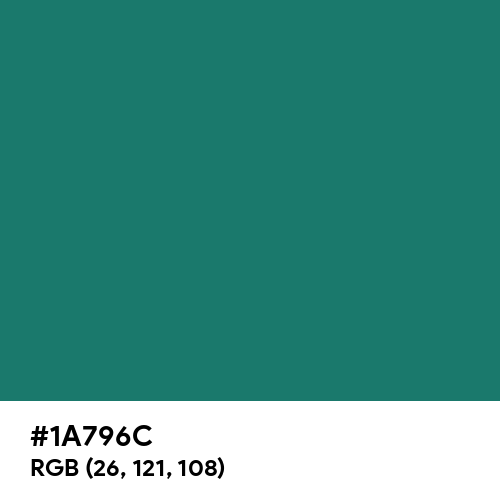 Deep Green-Cyan Turquoise (Hex code: 1A796C) Thumbnail