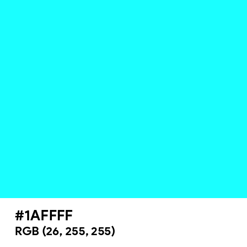 Fluorescent Blue (Hex code: 1AFFFF) Thumbnail