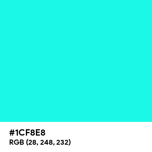 Fluorescent Blue (Hex code: 1CF8E8) Thumbnail