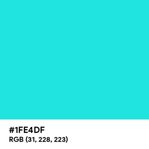 Bright Turquoise (Hex code: 1FE4DF) Thumbnail