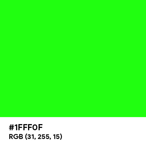 Neon Green (Hex code: 1FFF0F) Thumbnail