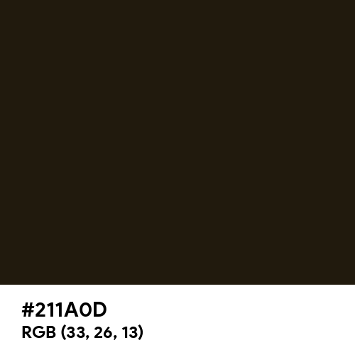 Black Chocolate (Hex code: 211A0D) Thumbnail