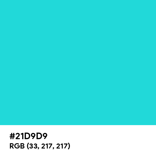 Bright Turquoise (Hex code: 21D9D9) Thumbnail