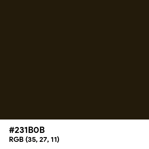 Black Chocolate (Hex code: 231B0B) Thumbnail