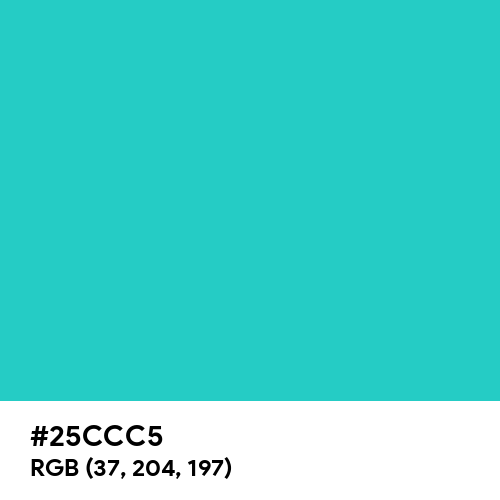 Maximum Blue Green (Hex code: 25CCC5) Thumbnail