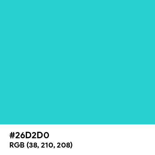 Maximum Blue Green (Hex code: 26D2D0) Thumbnail