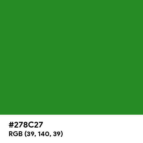 Forest Green (Web) (Hex code: 278C27) Thumbnail