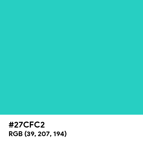 Maximum Blue Green (Hex code: 27CFC2) Thumbnail