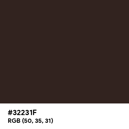 Dark Chocolate CMYK (Hex code: 32231F) Thumbnail