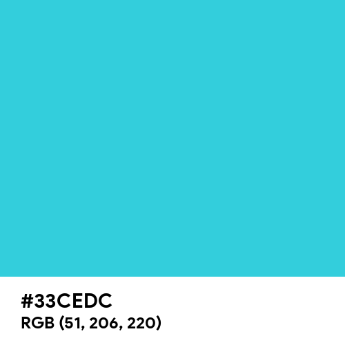 Turquoise (Hex code: 33CEDC) Thumbnail